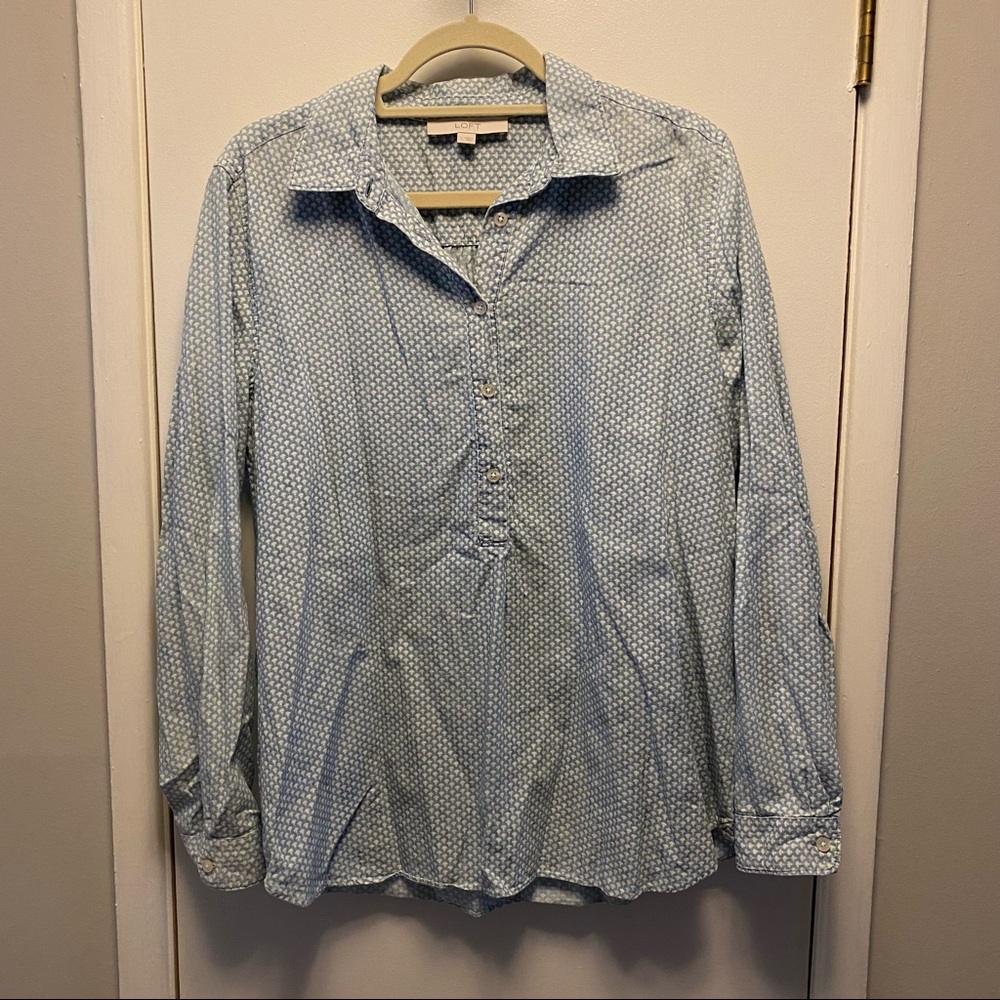 Loft Blue And White Patterned Popover - image 1